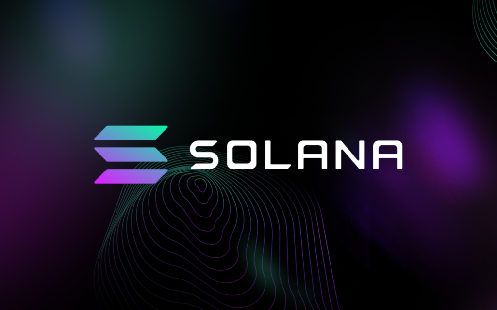 Solana logo on a dark background representing the high-performance blockchain technology in the crypto ecosystem.