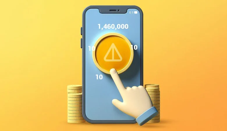 NotCoin mobile app showing token balance with a coin icon.