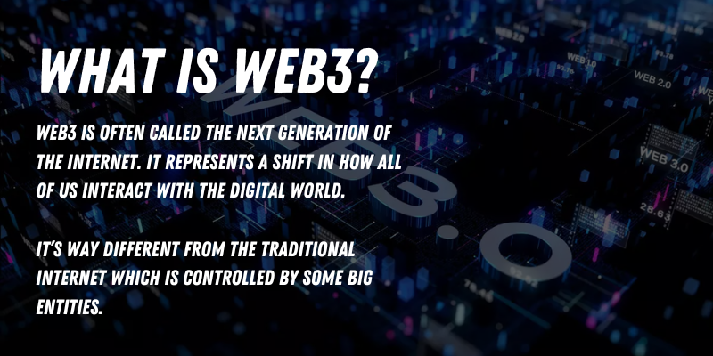 Overview of Web3 as the next generation of the internet, highlighting its decentralized nature compared to the traditional internet controlled by large entities.