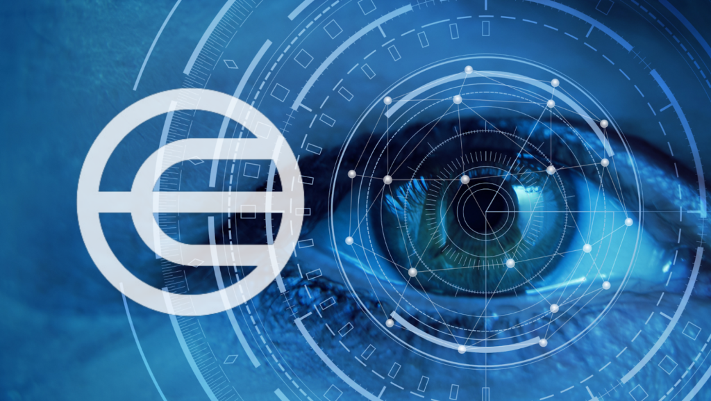 Worldcoin identity verification with eye scan technology.