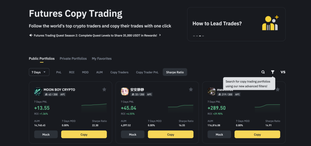 binance copy trading