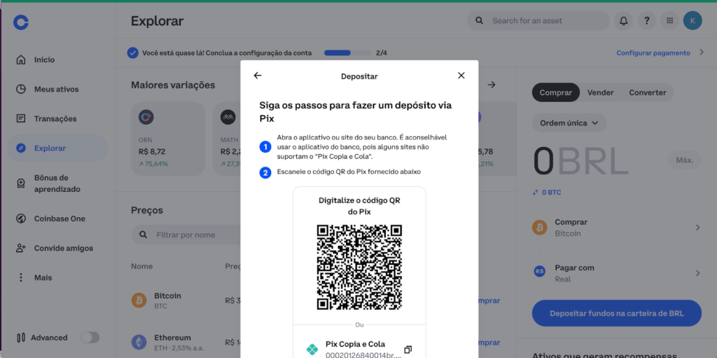 o que é Coinbase: Pix