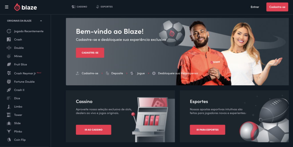 Blaze, cassino pagando no cadastro